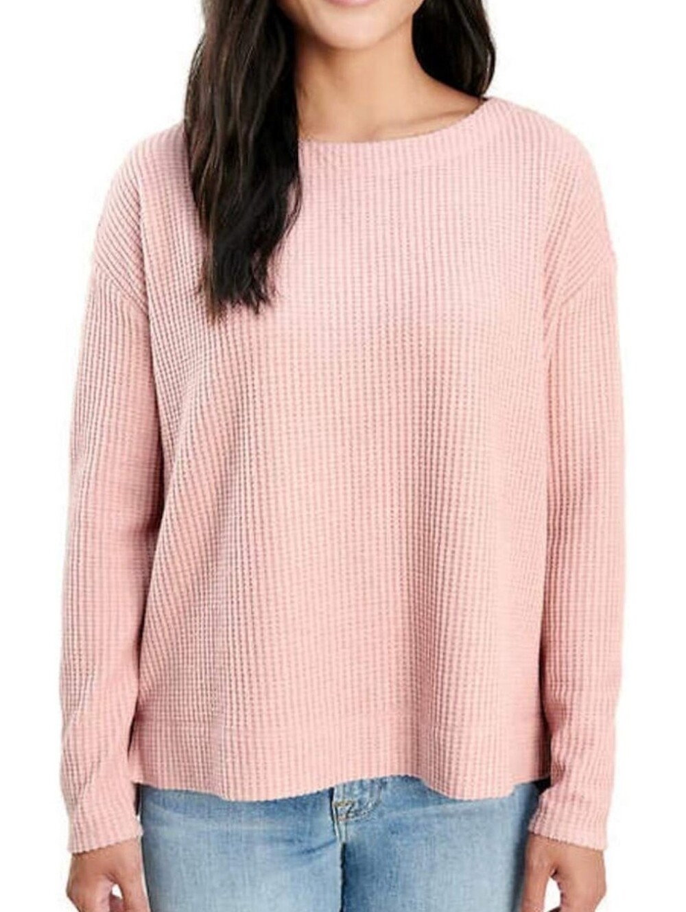 Splendid Waffle Knit Long Sleeve Top in Dusty Rose XL
